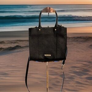 REBECCA MINKOFF Black Leather Small Tote Shoulder Bag/Crossbody Purse